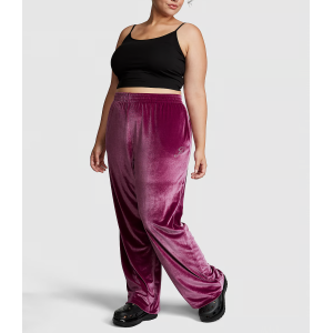 Спортивний костюм Velour Shine Logo Full-Zip Crop Hoodie Wide-Leg Vivid Magenta