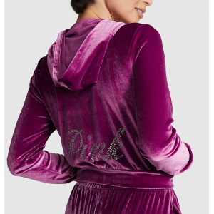 Спортивний костюм Velour Shine Logo Full-Zip Crop Hoodie Wide-Leg Vivid Magenta