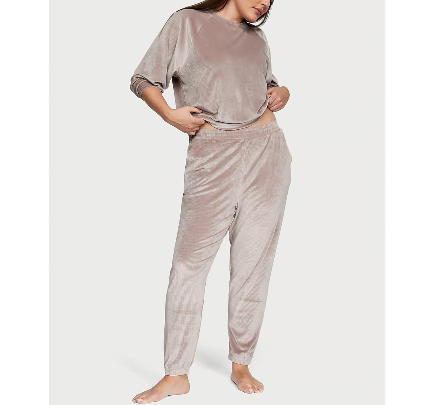 Спортивний костюм Velour Ribbed Crewneck Set Candlelight Rose
