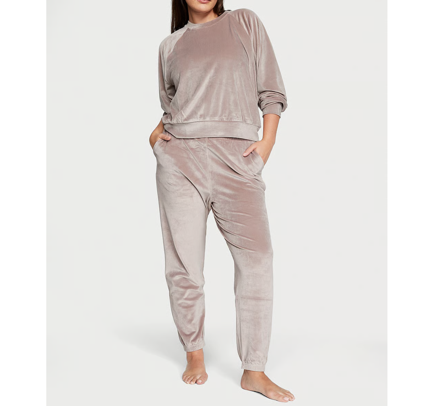 Спортивний костюм Velour Ribbed Crewneck Set Candlelight Rose