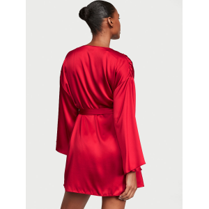 Сатиновий халат Satin Short Wrap Robe Lipstick
