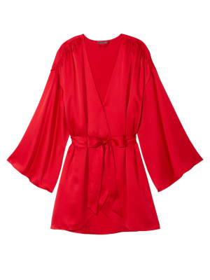 Сатиновый халат Satin Short Wrap Robe Lipstick