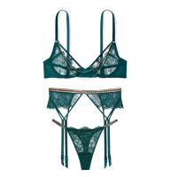  Комплект белья VERY SEXY Delicate Chain Open-Cup Lace Demi Bra Thong Set