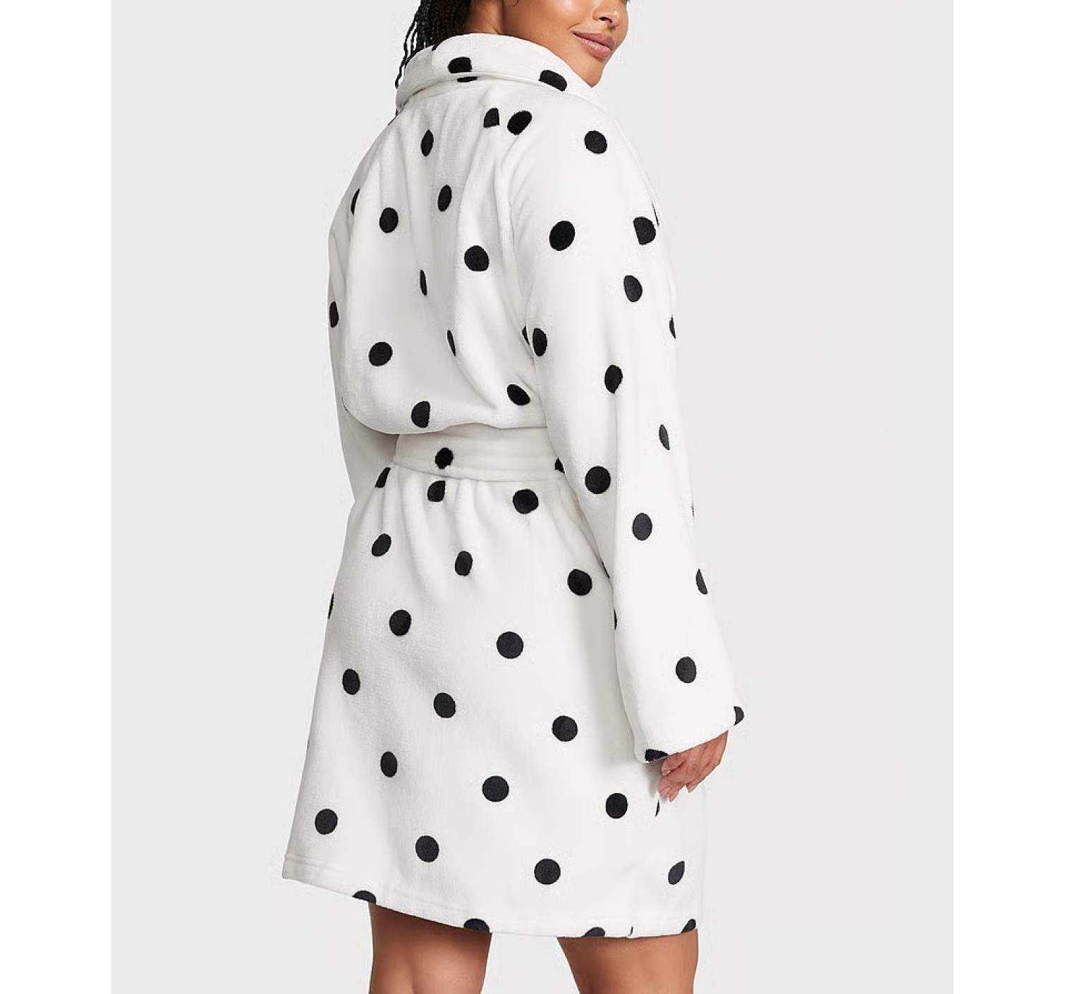 Халат Logo Short Cozy Robe White & Black dot