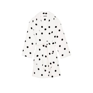 Халат Logo Short Cozy Robe White & Black dot