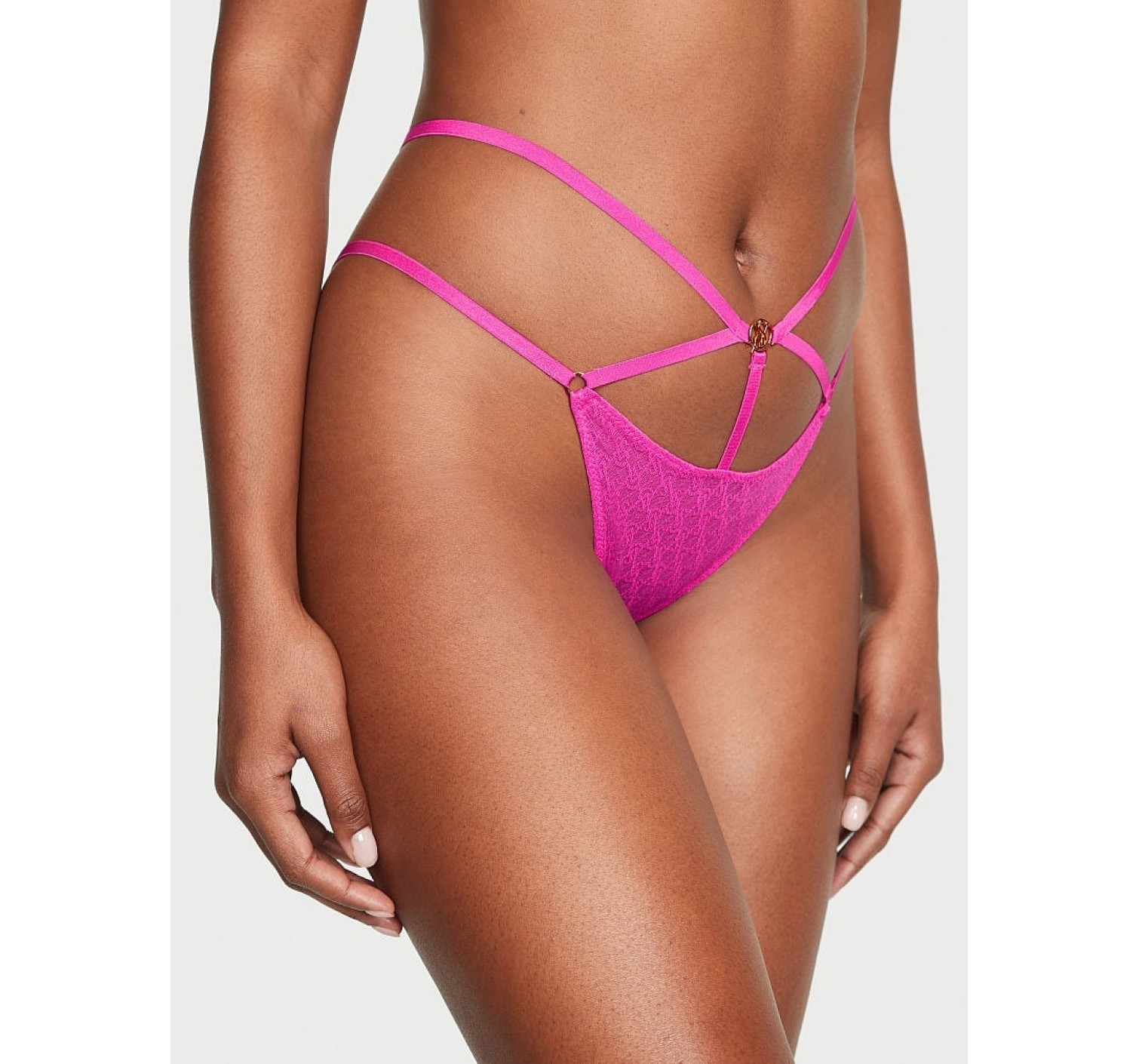 Комплект белья Logo Lace Open-Cup Demi Bra Fuchsia Frenzy Set