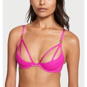 Комплект белья Logo Lace Open-Cup Demi Bra Fuchsia Frenzy Set