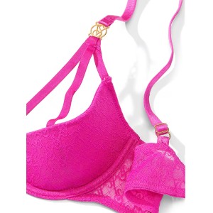 Комплект белья Logo Lace Open-Cup Demi Bra Fuchsia Frenzy Set