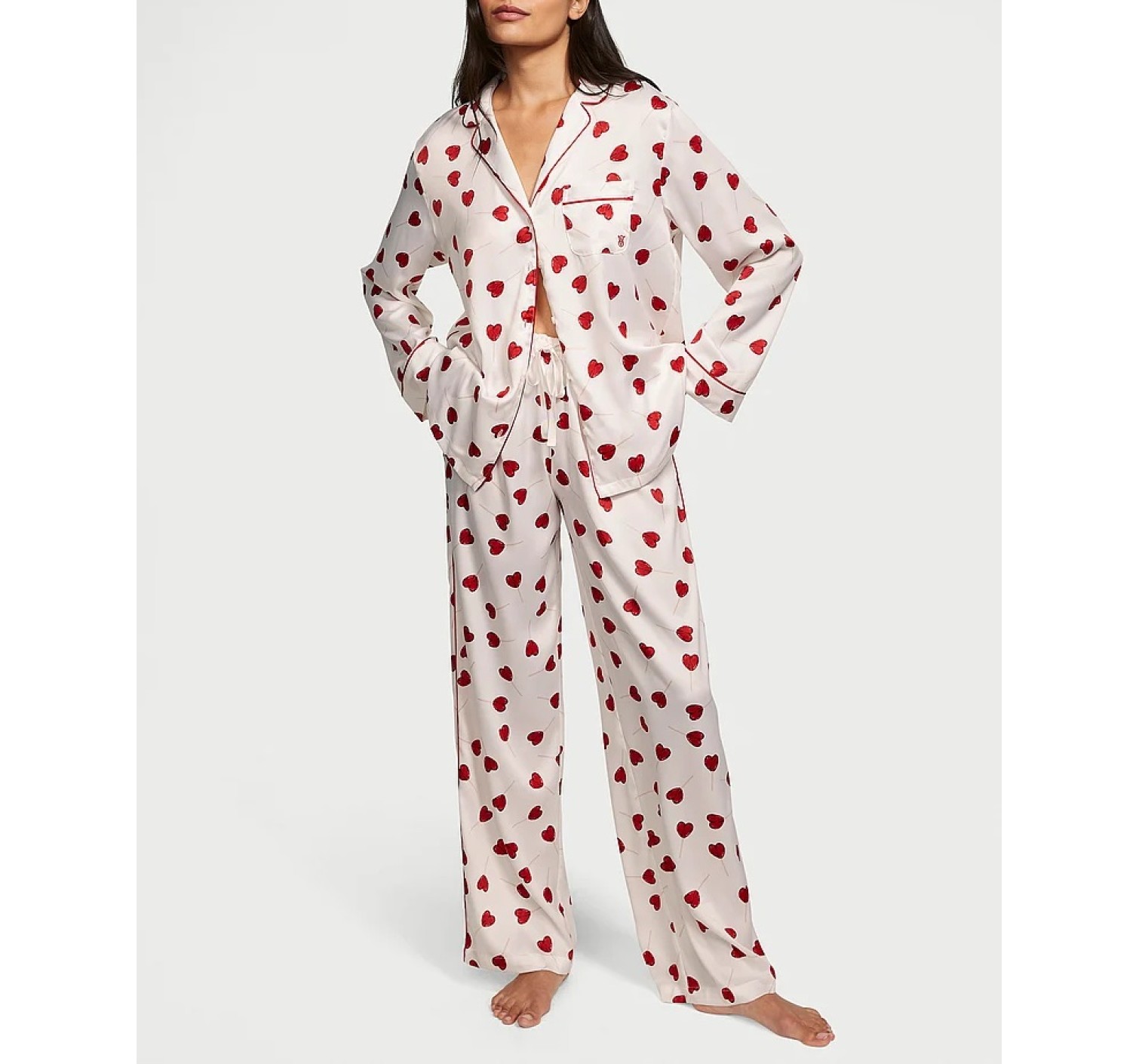 Піжама Satin Long Pajama Set Coconut White Lollipops