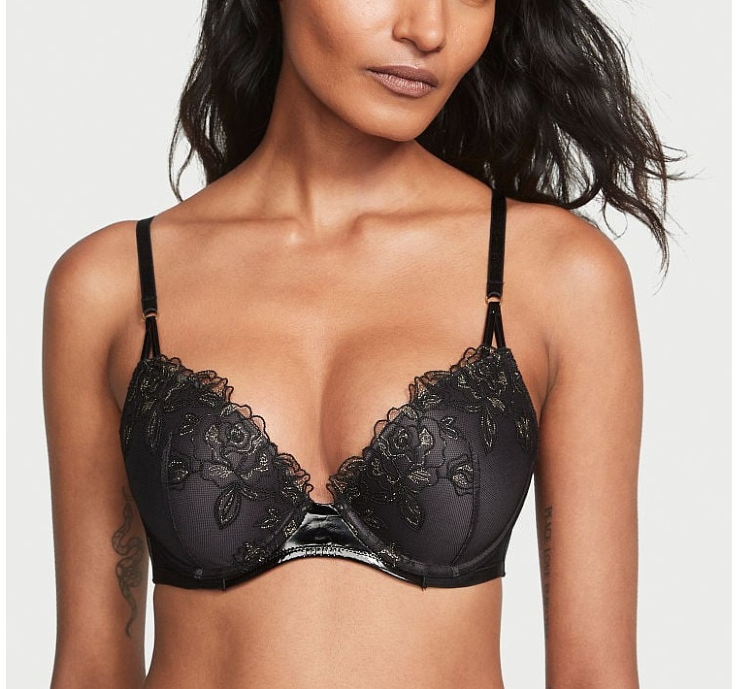 Комплект білизни Rose Embroidery Push-Up Bra Black Set