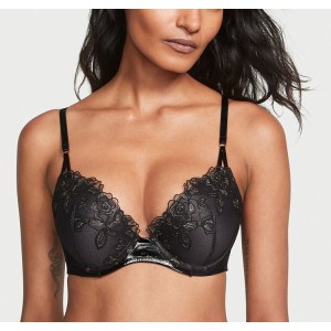 Комплект білизни Rose Embroidery Push-Up Bra Black Set