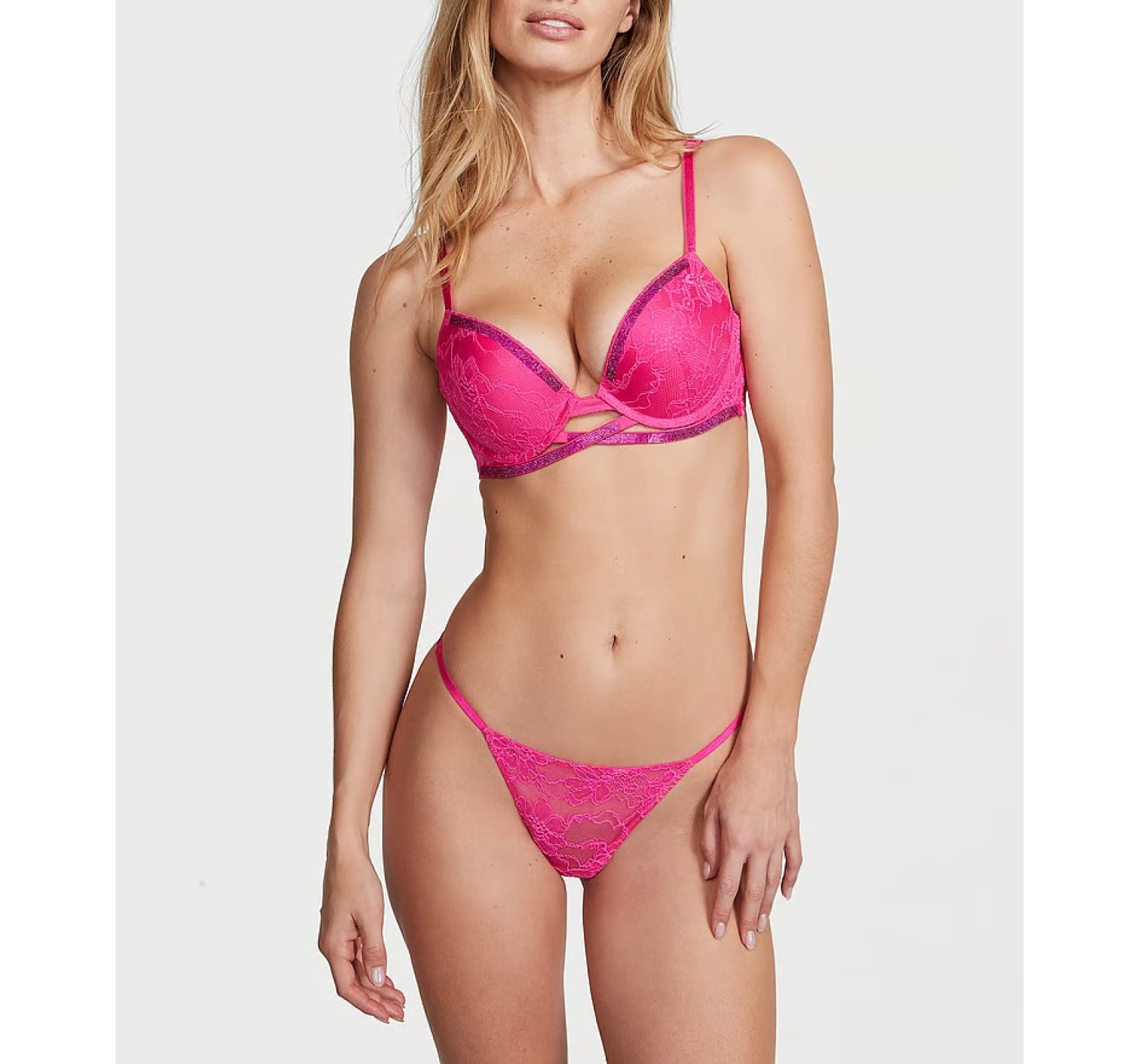 Трусики Shine Strap Lace V-String Panty Forever Pink