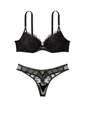 Комплект белья Rose Embroidery Push-Up Bra Black Set
