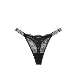Трусики Shine Strap Lace Thong Panty Black