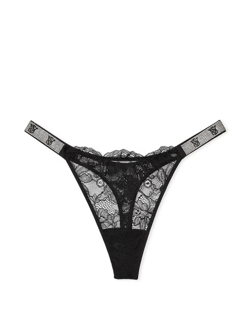 Трусики Shine Strap Lace Thong Panty Black