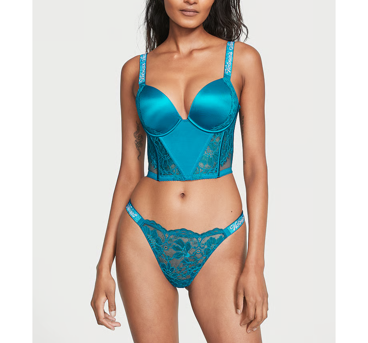 Комплект белья Very Sexy Shine Strap Lace Push-Up Corset Top Bra set Evening Tide