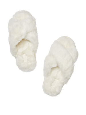 Домашні капці Faux Fur Crossover Slippers White