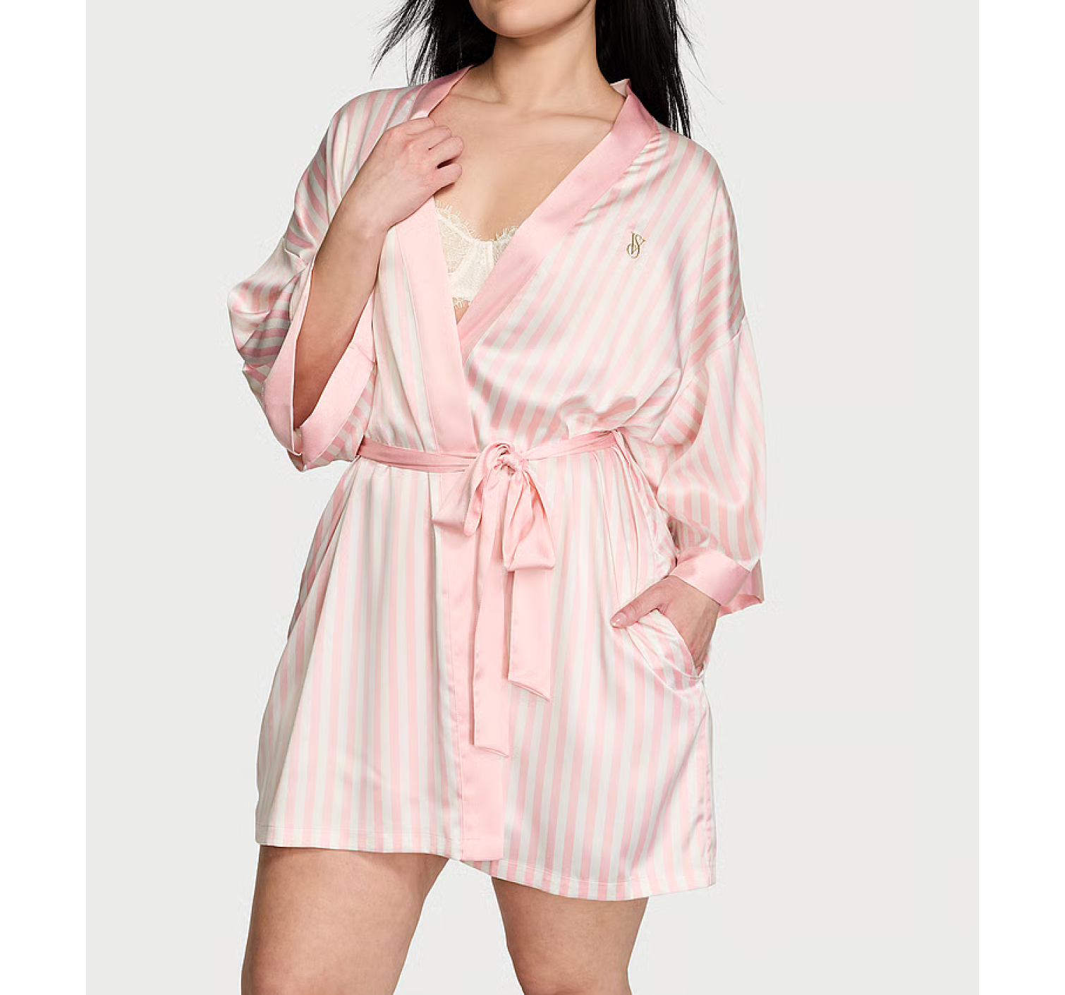 Сатиновий халат The Tour '23 Iconic Pink Stripe Robe Iconic Stripe