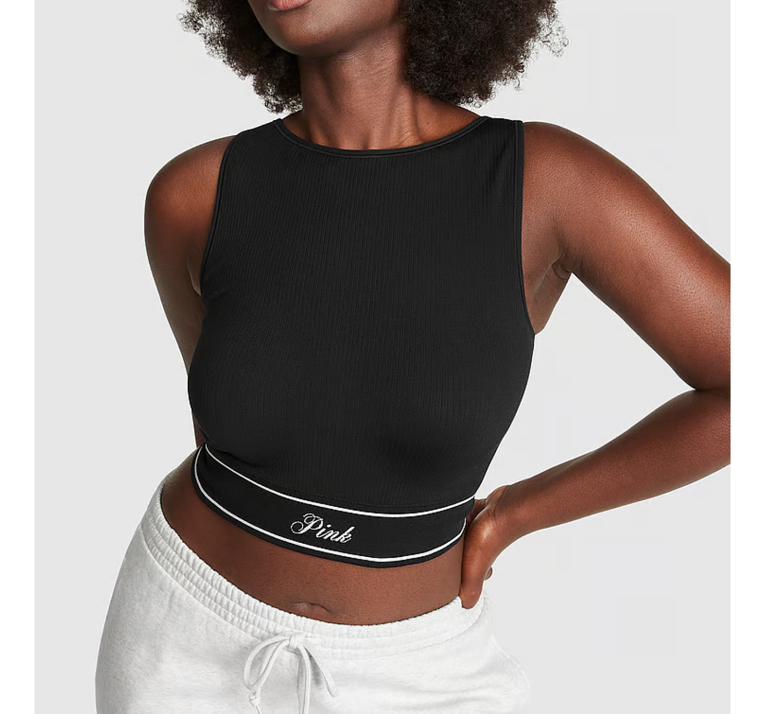 Топ PINK Seamless High-Neck Bra Black