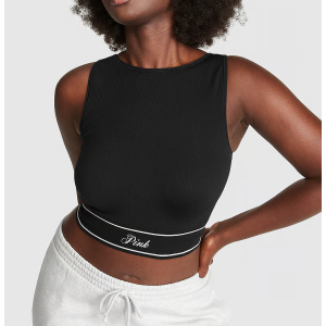 Топ PINK Seamless High-Neck Bra Black