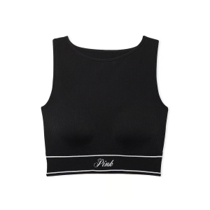 Топ PINK Seamless High-Neck Bra Black