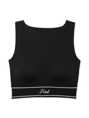 Топ PINK Seamless High-Neck Bra Black