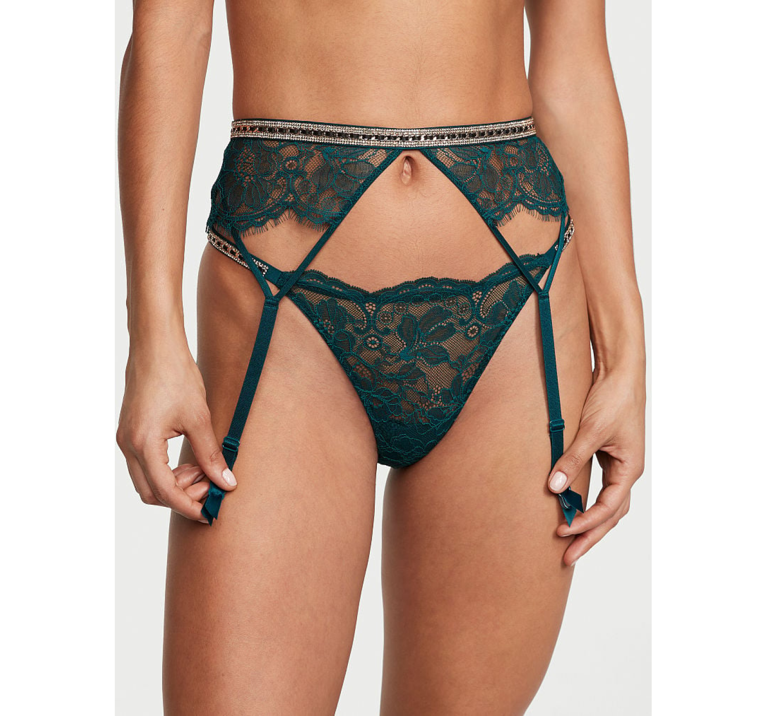 Комплект білизни VERY SEXY Delicate Chain Open-Cup Lace Demi Bra Thong Set