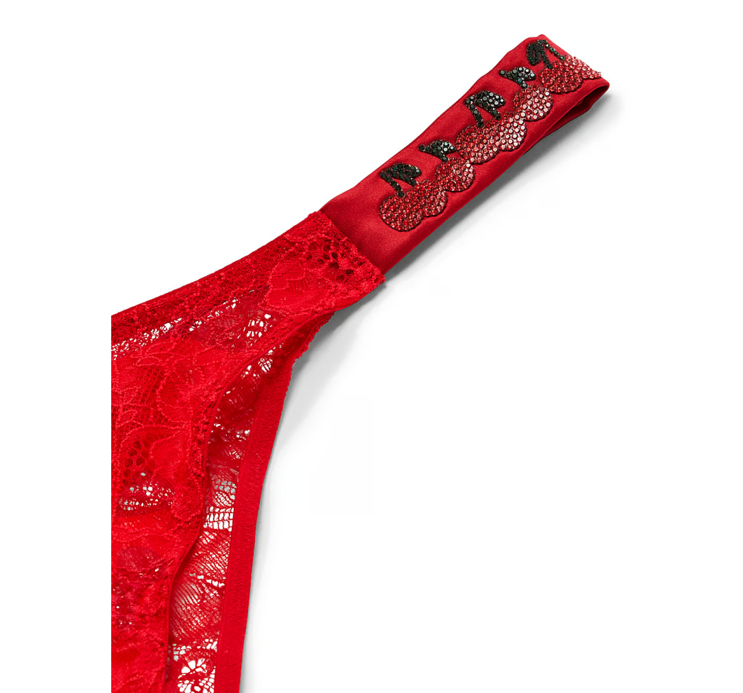 Трусики Crotchless Shine Strap Lace Brazilian Panty Cherry Red