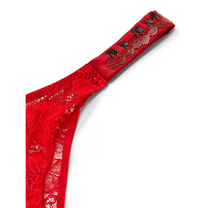 Трусики Crotchless Shine Strap Lace Brazilian Panty Cherry Red