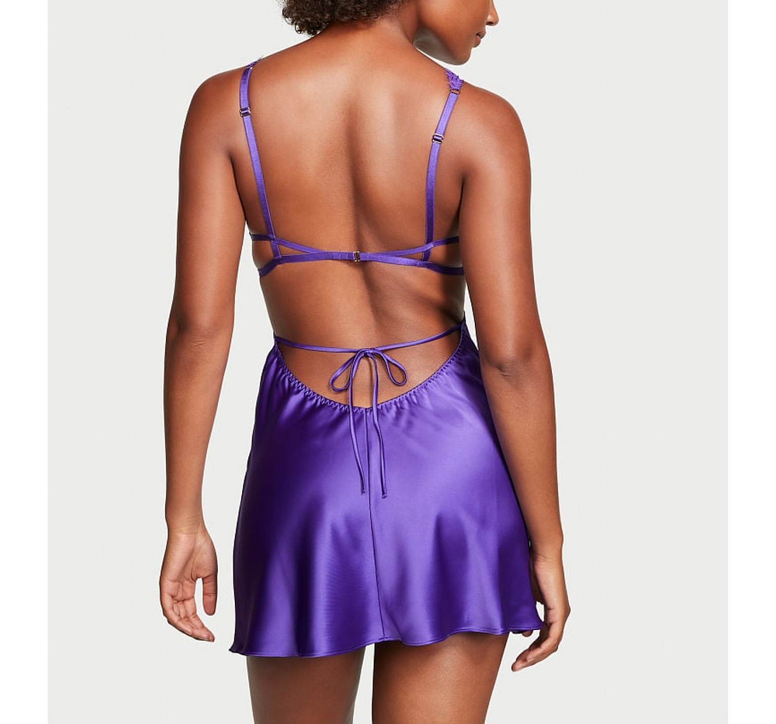 Пеньюар Victoria Secret Lace Satin Cutout Slip Purple