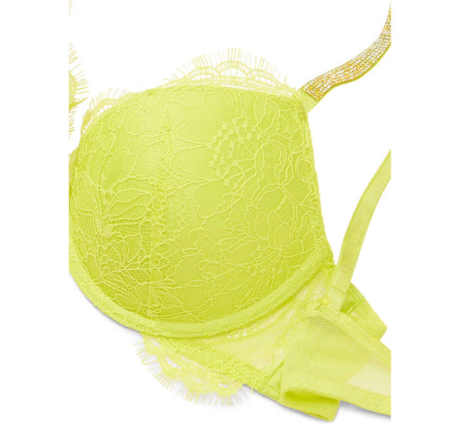 Комплект белья Shine Chain Strap Lace Push-Up Bra Limelight