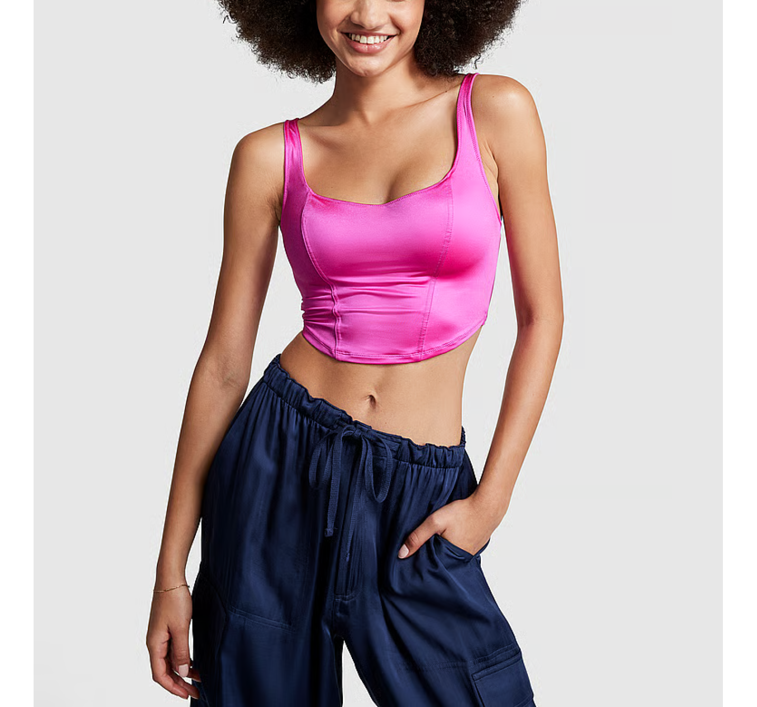Корсетний топ Satin Lightly Lined Corset Top Pink Berry