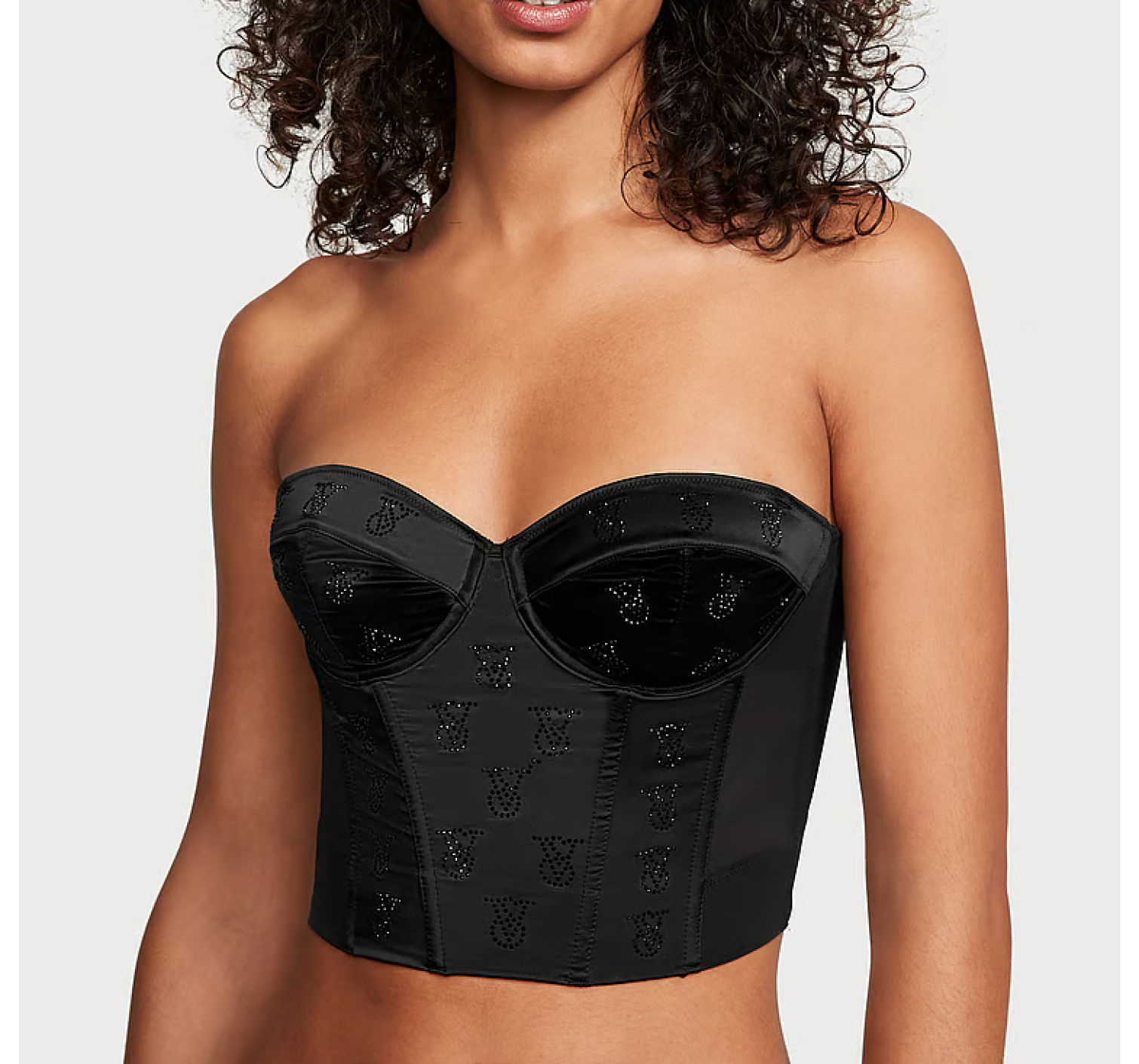 Комплект білизни Shine Logo Satin Strapless Corset Bra Set Black