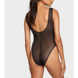 Боді Shine Mesh Sheer Tank Bodysuit Black