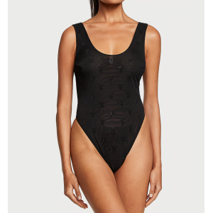 Боді Shine Mesh Sheer Tank Bodysuit Black
