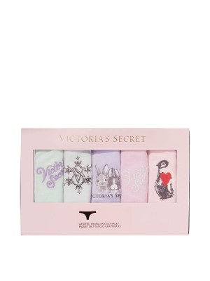 Подарочный набор Виктория Сикрет Graphic Thong Pantie 5-pack