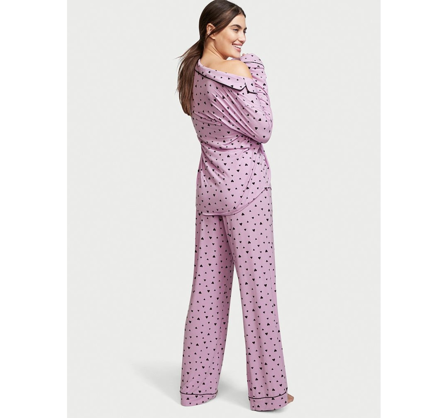 Піжама Victoria's Secret Modal Long Pj Set Black Hearts