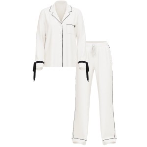 Піжама Victoria's Secret Modal Soft Velvet-Trim Long Pajama Set Coconut White