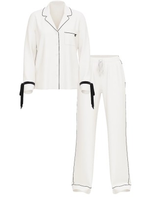 Піжама Victoria's Secret Modal Soft Velvet-Trim Long Pajama Set Coconut White