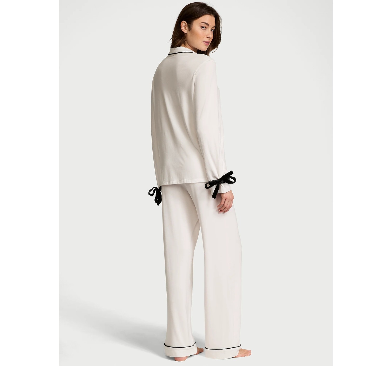 Піжама Victoria's Secret Modal Soft Velvet-Trim Long Pajama Set Coconut White