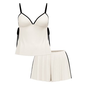 Пижама Victoria's Secret Ribbed Modal Velvet-Trim Cami Shorts Set Coconut White