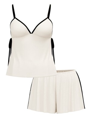 Пижама Victoria's Secret Ribbed Modal Velvet-Trim Cami Shorts Set Coconut White