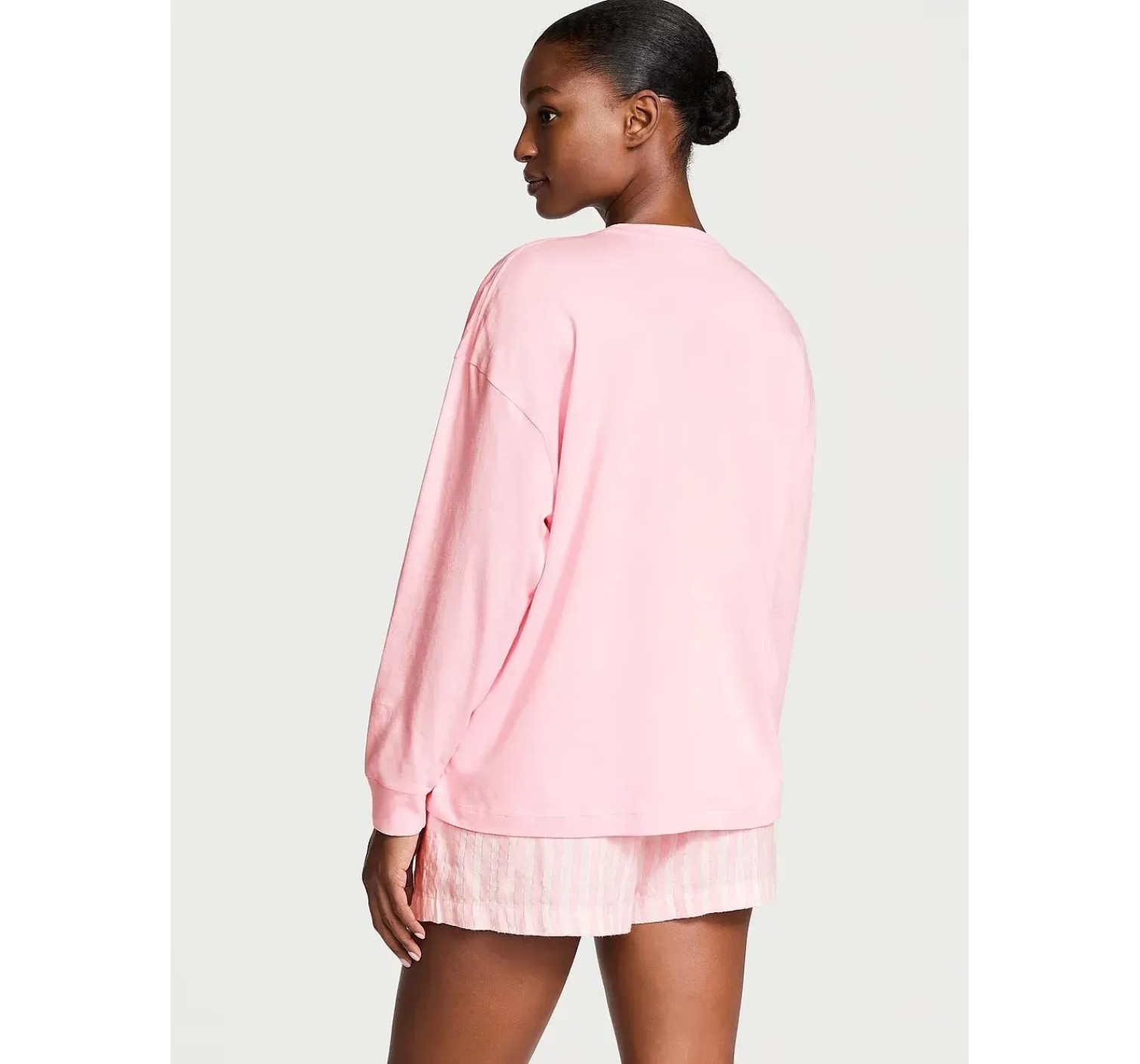 Пижама Flannel Long-sleeve Short Tee-Jama Set Pretty Blossom Stripes