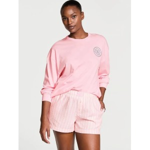 Пижама Flannel Long-sleeve Short Tee-Jama Set Pretty Blossom Stripes