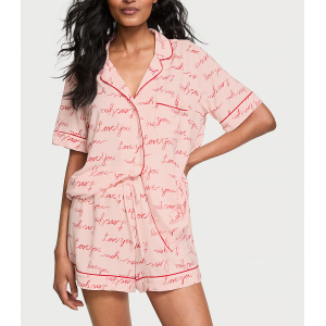 Піжама Modal Soft Short Pajama Set Pink Logo