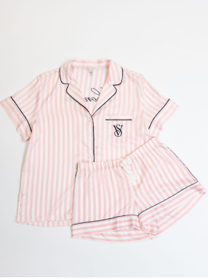 Піжама Pink Iconic Stripe Short Sleeve London Satin Pyjamas
