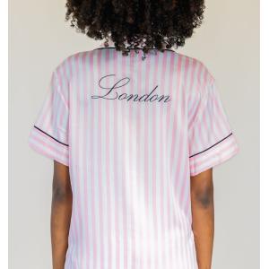Піжама Pink Iconic Stripe Short Sleeve London Satin Pyjamas