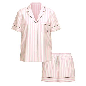 Пижама The Satin Short PJ Set Angel Pink Stripe