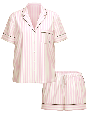 Пижама The Satin Short PJ Set Angel Pink Stripe