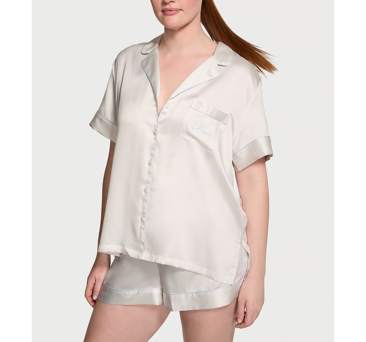 Піжама Glazed Satin Short Pajama Set White